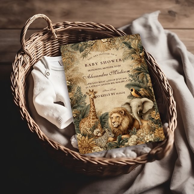 Convites Boho Safari Animals Baby Shower (Criador carregado)
