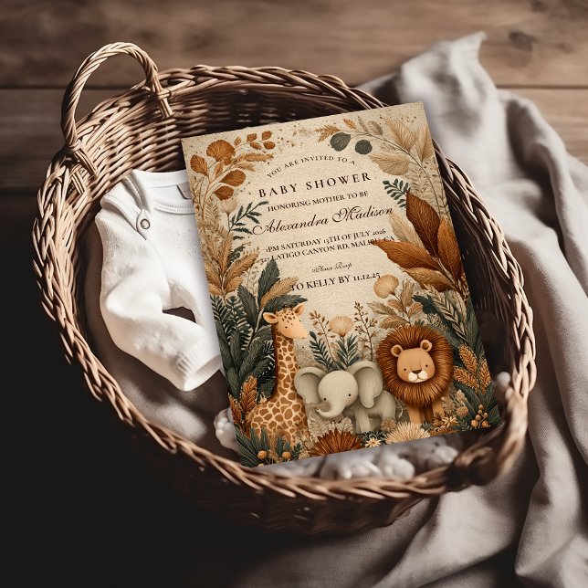 Convites Boho Safari Baby Shower (Criador carregado)