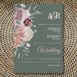 Convites Boho Sage Dusty Rosa Watercolor Casamento Floral