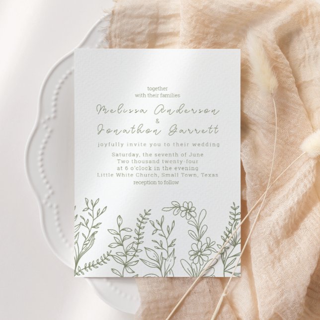 Convites Boho Sage Flowers Boho Wedding (Criador carregado)