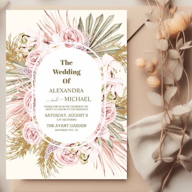 Convites boho sage green e pampas (Criador carregado)