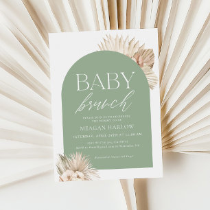 Convites Boho Sage Green Gender Neutral Baby Brunch