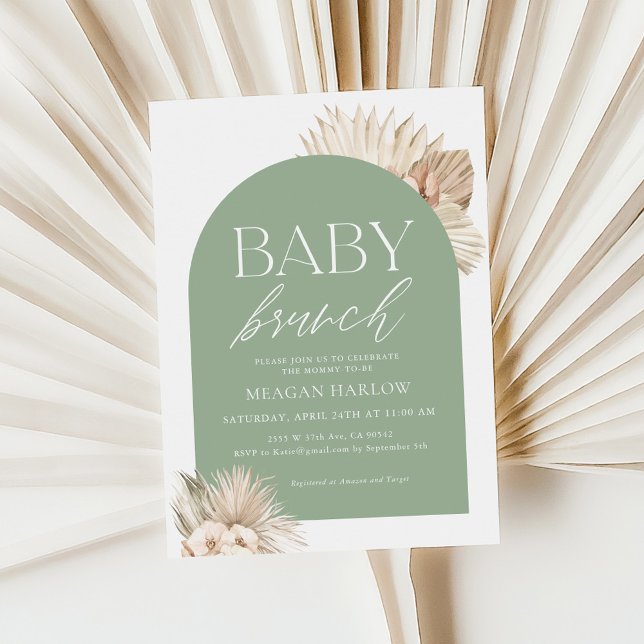 Convites Boho Sage Green Gender Neutral Baby Brunch (Criador carregado)