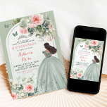 Convites Boho Sage Green Pink Quinceañera<br><div class="desc">Boho Sage Borboleta Floral Verde Rosa Quinceañera Convite</div>