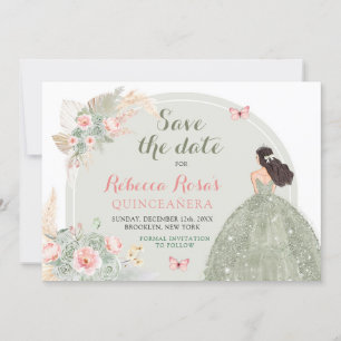 Convites Boho Sage Green Pink Quinceañera Salve A Data