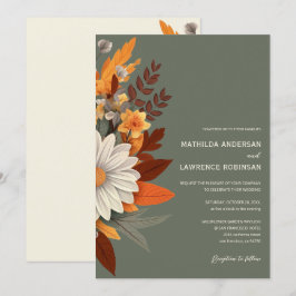 Convites Boho Sage Green Wildflower Casamento outono