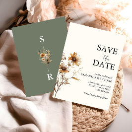 Convites Boho Sage Green Wildflower Casamento Salvar Data