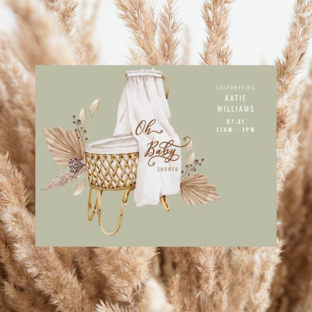 Convites Boho Sage Oh Baby Bassinet Chá (Criador carregado)