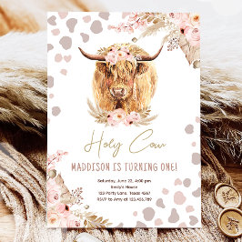 Convites Boho Santa Vaca Highland Pampas 1rua Primeiro Aniv