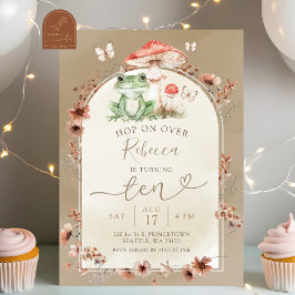Convites Boho Sapo e Cogumelo Aniversário Flor Silvestre
