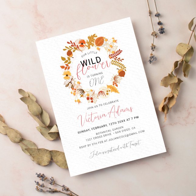 Convites Boho Seco Floral Outono Aniversário (Criador carregado)