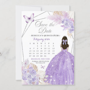 Convites Boho Silver Lilac 15 Años Salve O Calendário De Da