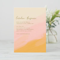 Boho Simple Watercolor Pink Yellow Script Casament