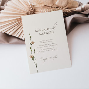 Convites Boho Simple Wildflower Elegant Wedding