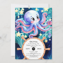 Convites Boho Simples - Aniversário do Octopus