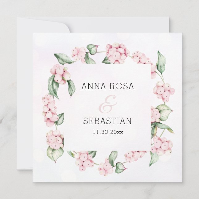 Convites *~* Boho Snow Berry AR12 QR RSVP Casamento (Frente)