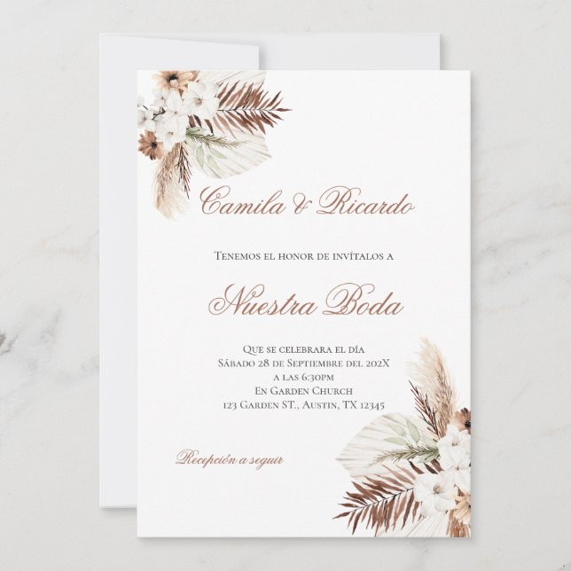 Convites Boho Spanish Wedding Invitation (Frente)