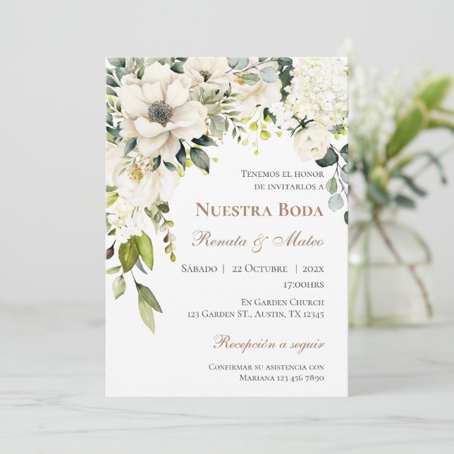 Convites Boho Spanish Wedding Invitation (Em pé/Frente)