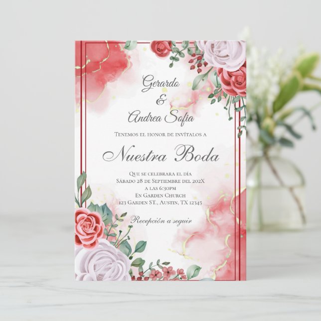 Convites Boho Spanish Wedding Invitation (Em pé/Frente)