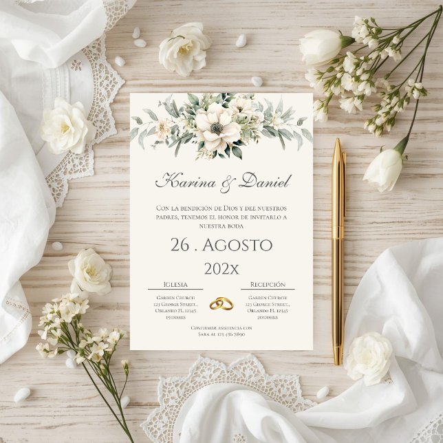 Convites Boho Spanish Wedding Invitation (Criador carregado)