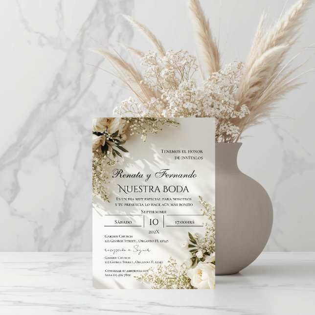 Convites Boho Spanish Wedding Invitation (Criador carregado)