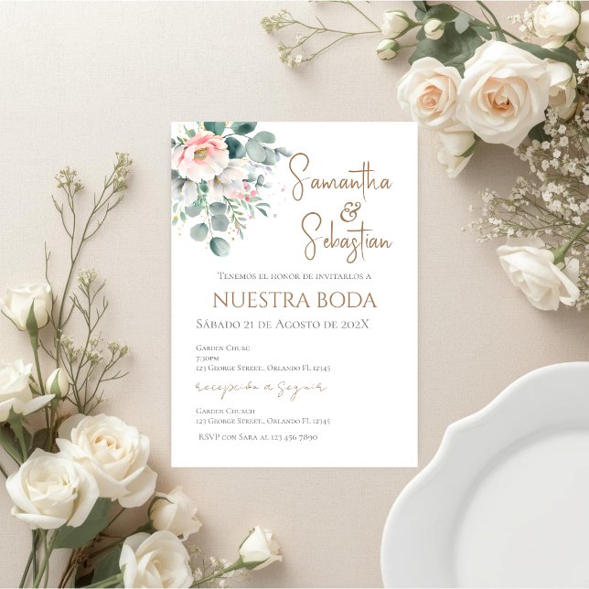 Convites Boho Spanish Wedding Invitation (Criador carregado)