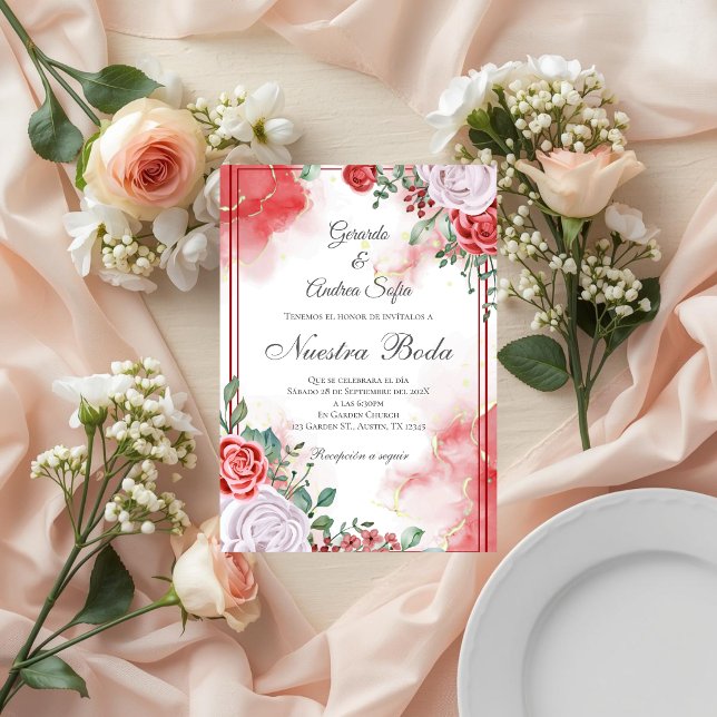 Convites Boho Spanish Wedding Invitation (Criador carregado)