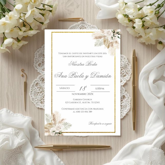 Convites Boho Spanish Wedding Invitation (Criador carregado)