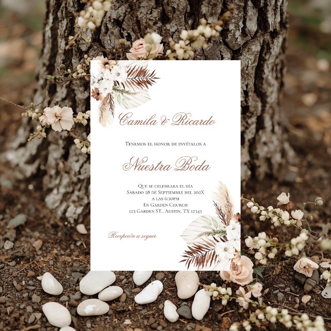 Convites Boho Spanish Wedding Invitation (Criador carregado)