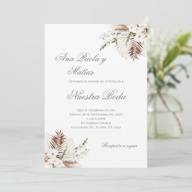 Convites Boho Spanish Wedding Invitation (Em pé/Frente)