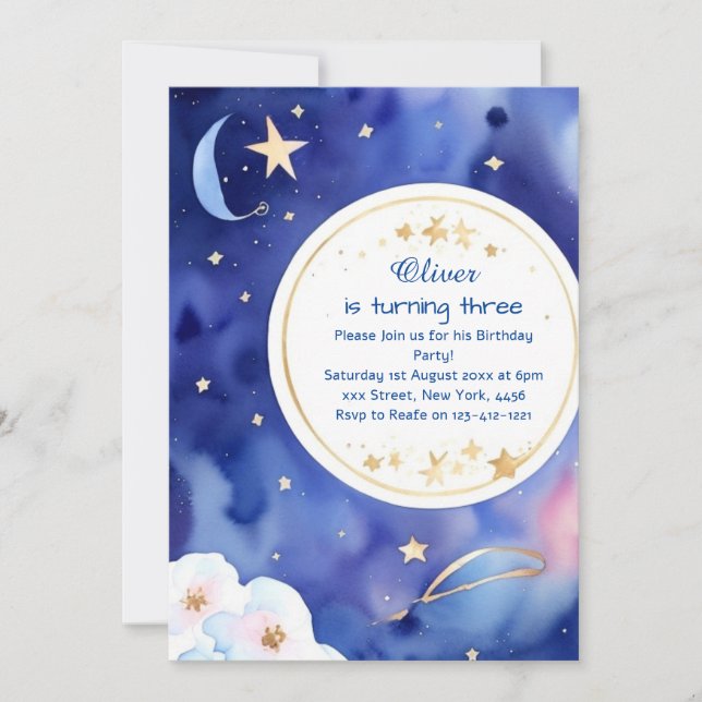 Convites Boho Stardust Crianças Aniversário (Frente)