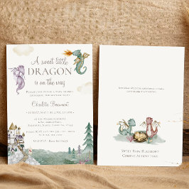 Convites Boho Storybook Dragon Doce Pequeno Chá de fraldas