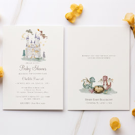 Convites Boho Storybook Dragon Gênero Chá de fraldas neutro