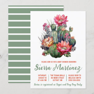 Convites Boho Succulent, Cactus, Western, Chá de fraldas