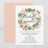 Boho Succulents Floral Wreath Baby Sprinkle
