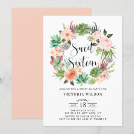 Convites Boho Succulents Floral Wreath Doce Grupo Dezesseis