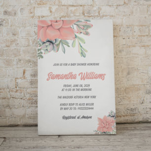 Convites Boho Succult Watercolor Chá de fraldas Verde de Co