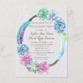 Convites Boho Succultus Wreath Festa de noivado