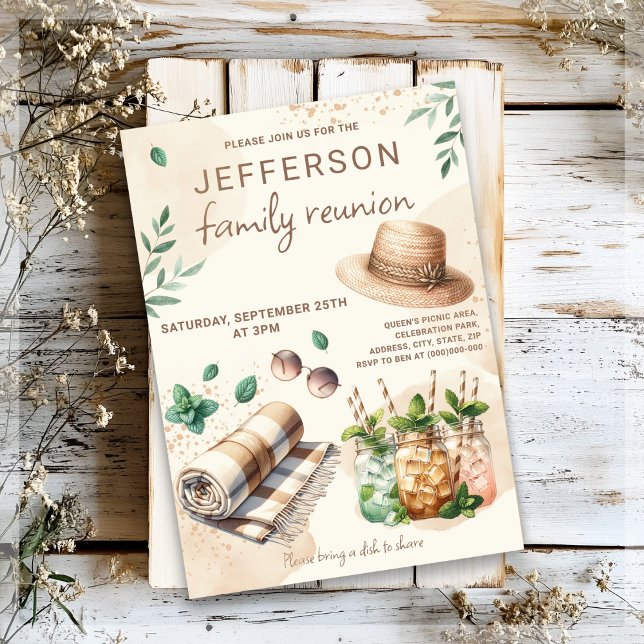 Convites Boho Summer  Family Picnic Party Invitation (Criador carregado)