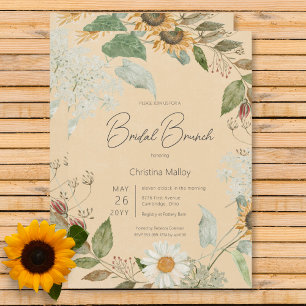 Convites Boho Summer Sunflower & Daisy Dourado Bridal Brunc