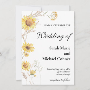 Convites Boho Sunflower Botancial Weditation