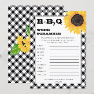 Convites Boho Sunflower Chá de fraldas Word Scramble