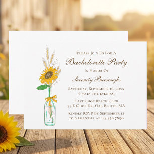 Convites Boho Sunflower Country Yellow Floral Bachelorette
