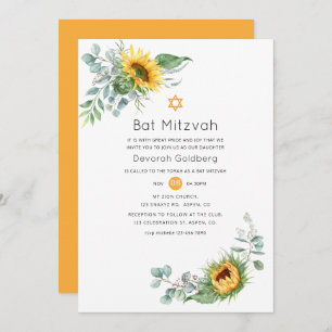 Convites Boho Sunflower Eucalyptus Bat Mitzvah