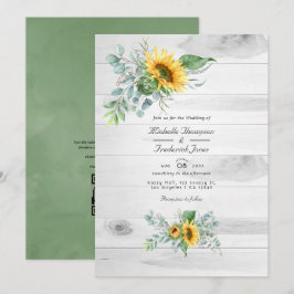 Convites Boho Sunflower Eucalyptus - Casamento Russo