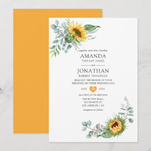 Convites Boho Sunflower Eucalyptus Wedding