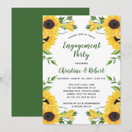 Convites Boho Sunflower Floral | Festa de noivado verde