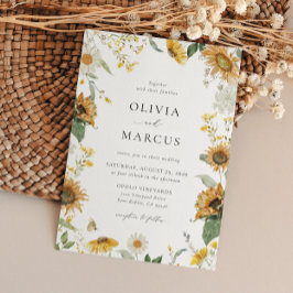 Convites Boho Sunflower Ouro Rays Casamento Elegante Floral
