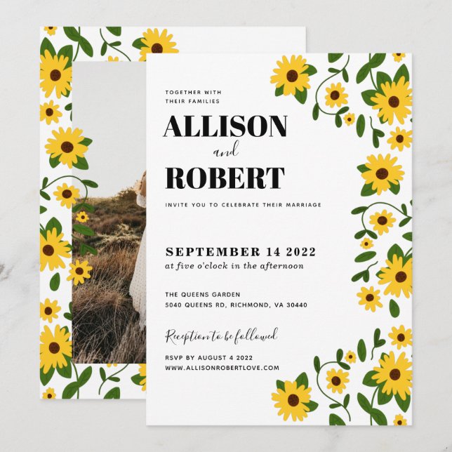 Convites Boho Sunflower Patch Invitation (Frente/Verso)