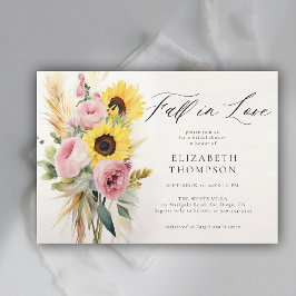 Convites Boho Sunflower Pink Rose Russo Chá de panela Chic